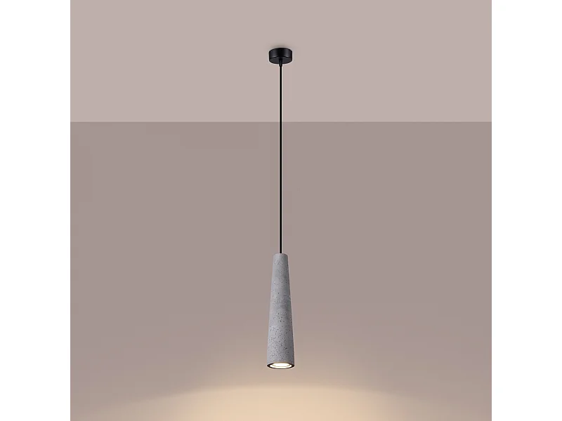 Plafonnier Zyntria industriel en béton - 1 sources lumineuses 3000K - L.8 x H.125 cm - gris