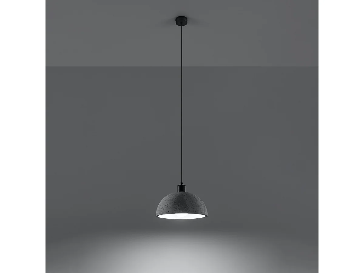 Lampes suspendues Tikolito industriel en béton - 1 sources lumineuses 3000K - L.30 x H.120 cm - gris