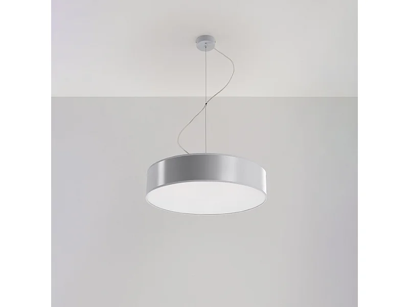 Lampes suspendues Cercle minimaliste en PVC - 3 sources lumineuses 4000K - L.45 x H.111 cm - gris