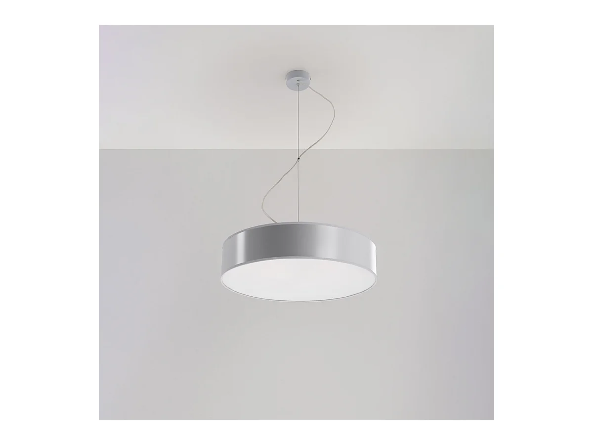 Lampes suspendues Cercle minimaliste en PVC - 3 sources lumineuses 4000K - L.45 x H.111 cm - gris