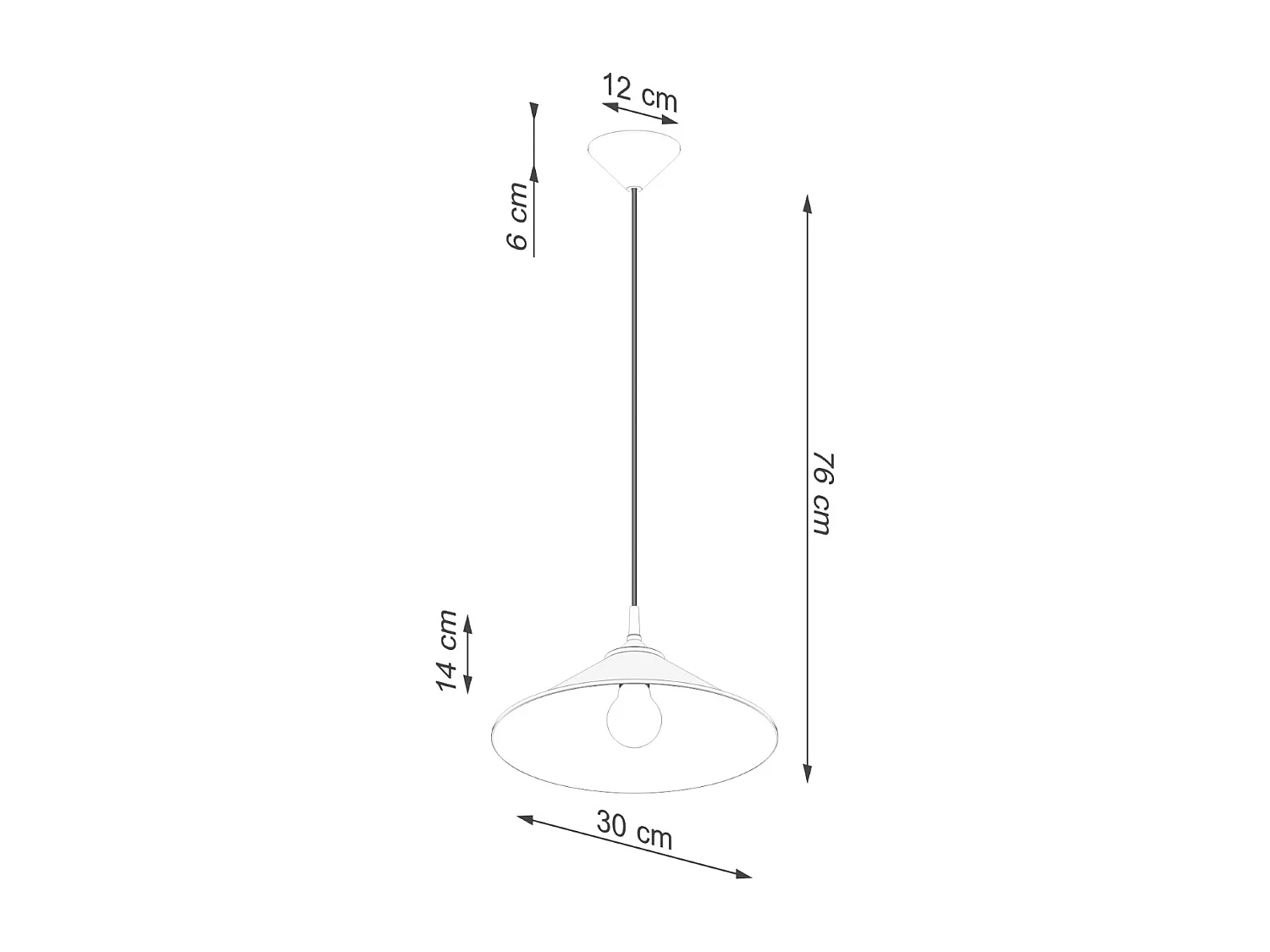 Lampes suspendues Paloa scandinave en acier - 1 sources lumineuses 4000K - L.30 x H.76 cm - noir