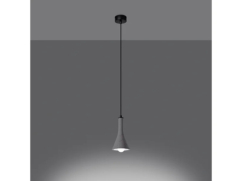 Lampes suspendues Lum moderne en béton - 1 sources lumineuses 3000K - L.12 x H.125 cm - gris