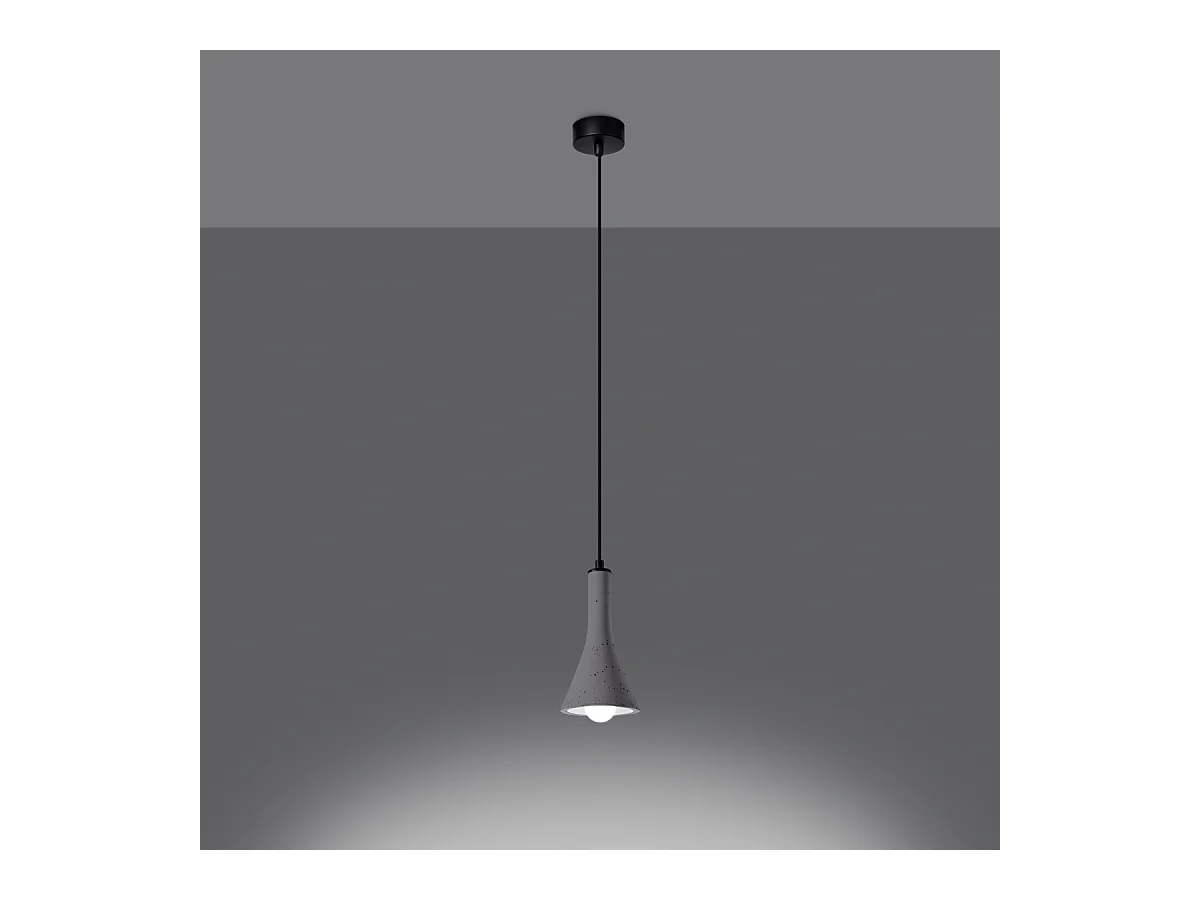 Lampes suspendues Lum moderne en béton - 1 sources lumineuses 3000K - L.12 x H.125 cm - gris