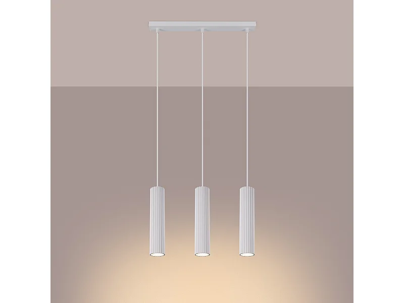 Hanglamp Gloow minimalistisch van  - 3 lichtbronnen 3000K - L.45 x H.98 cm - wit