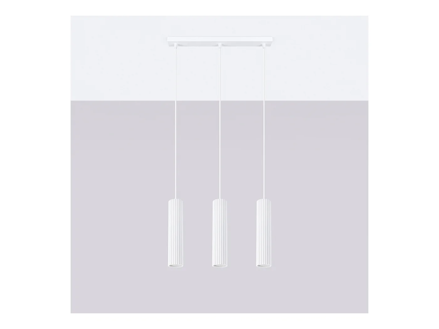 Hanglamp Gloow minimalistisch van  - 3 lichtbronnen 3000K - L.45 x H.98 cm - wit