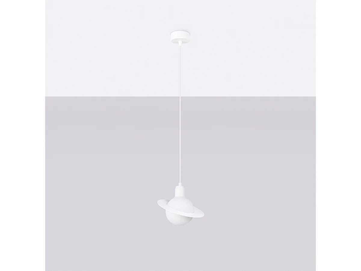 Pendentif Gloxo moderne en acier - 1 sources lumineuses 3000K - L.20 x H.125 cm - blanc