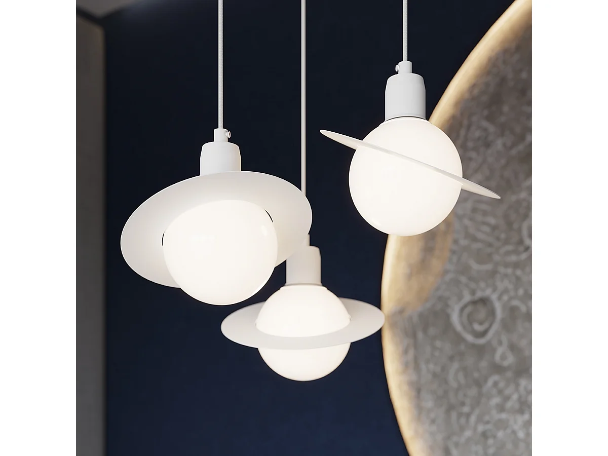 Luminárias pendentes Gloxo moderno, aço - 1 fontes de luz 3000K - L.20 x H.125 cm - branco