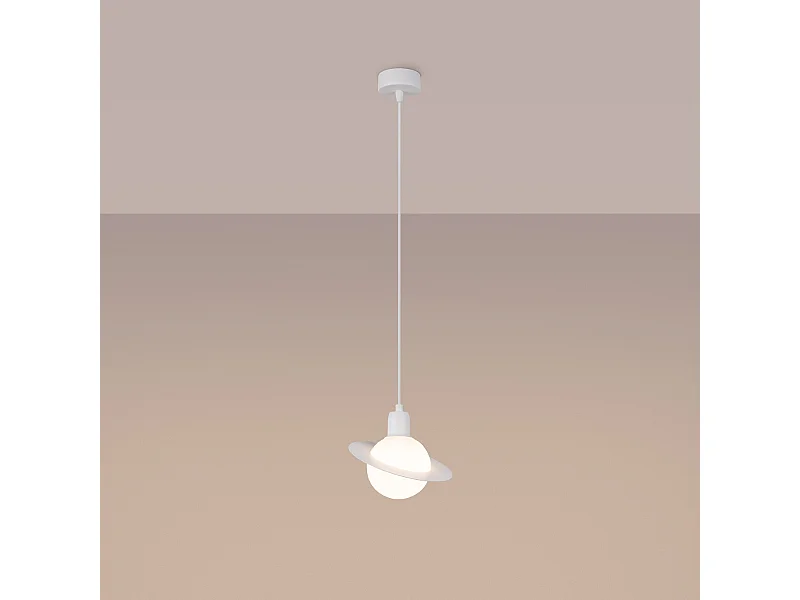 Pendentif Gloxo moderne en acier - 1 sources lumineuses 3000K - L.20 x H.125 cm - blanc