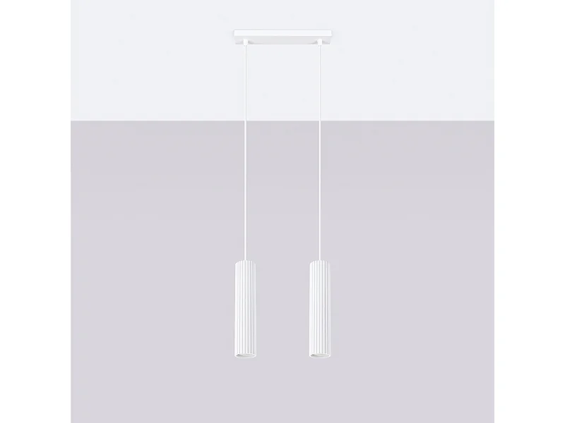 Hanglamp Gloow minimalistisch van  - 2 lichtbronnen 4000K - L.30 x H.90 cm - wit