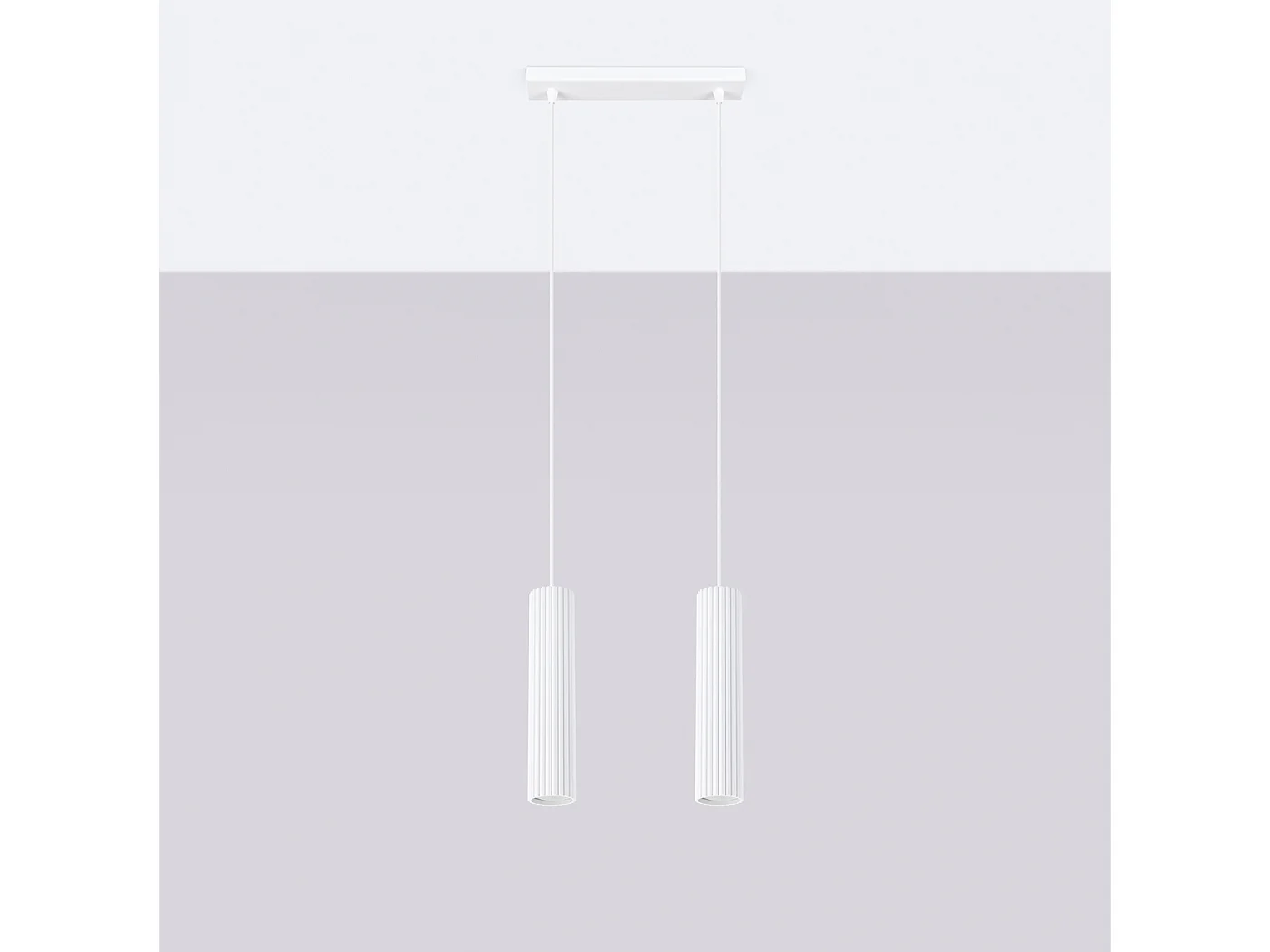 Lampa wisząca minimalistyczny Gloow, aluminium - 2 źródło światła 4000K - L.30 x H.90 cm - biały