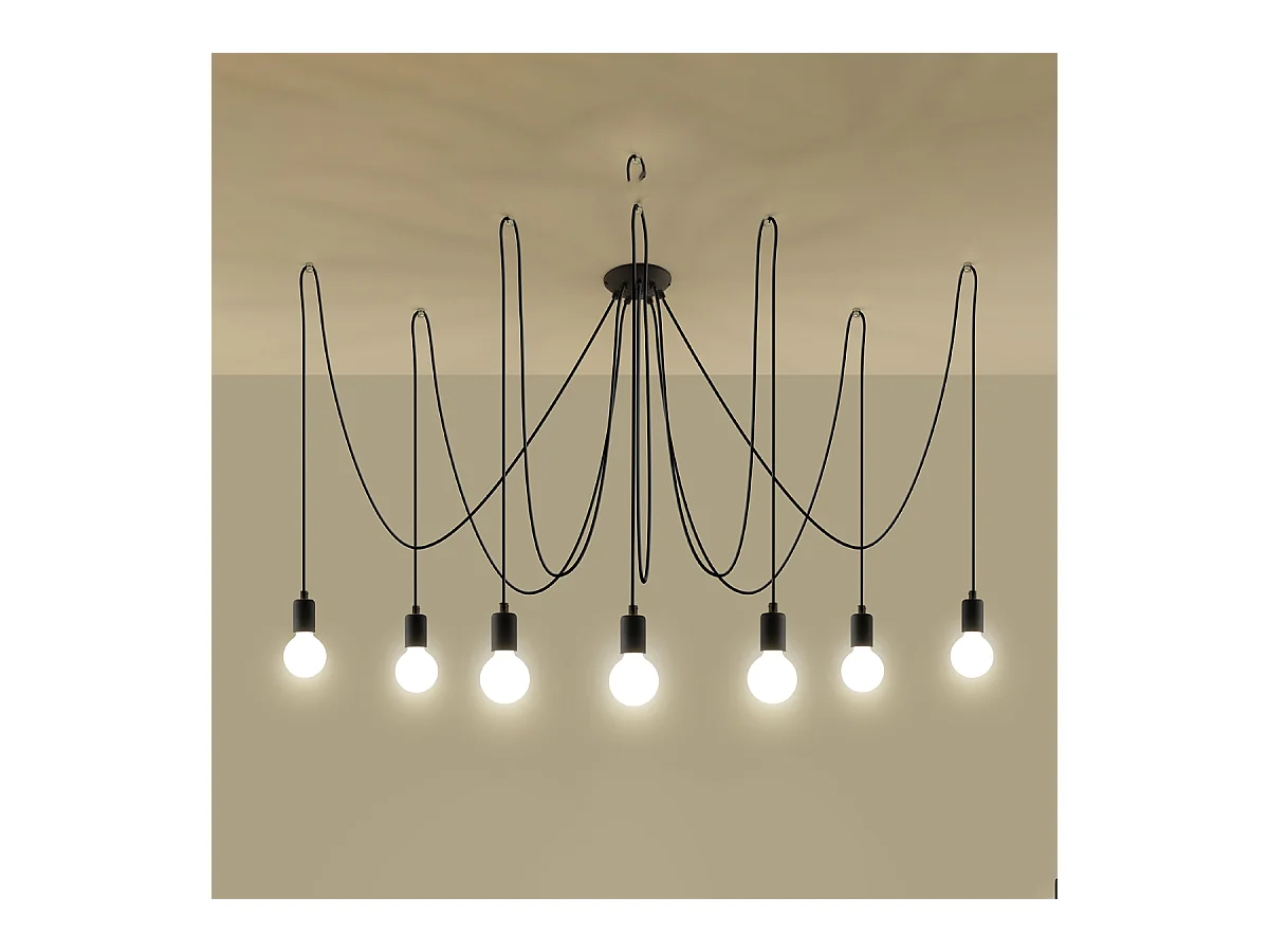 Kroonluchters Speis zolder van  - 7 lichtbronnen 3000K - L.300 x H.150 cm - zwart