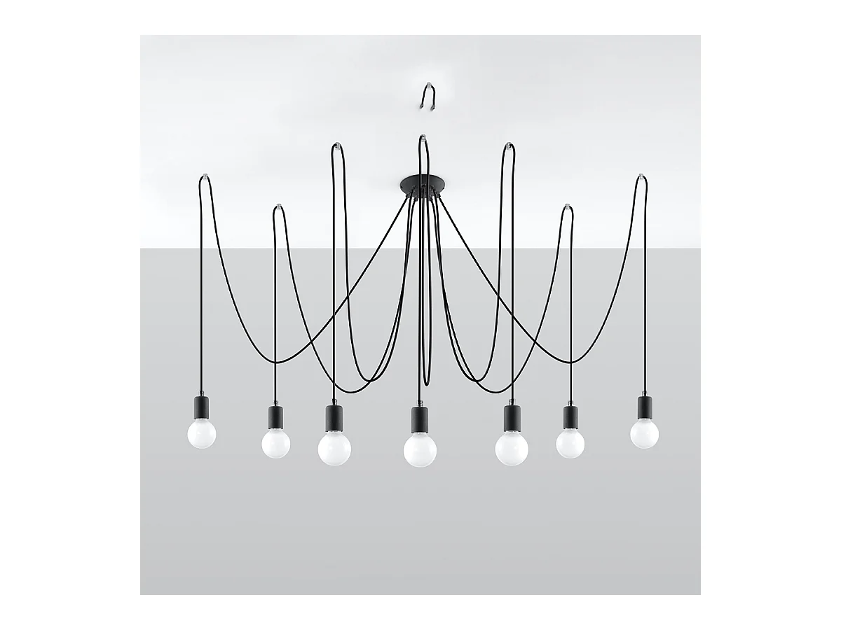 Kroonluchters Speis zolder van  - 7 lichtbronnen 3000K - L.300 x H.150 cm - zwart