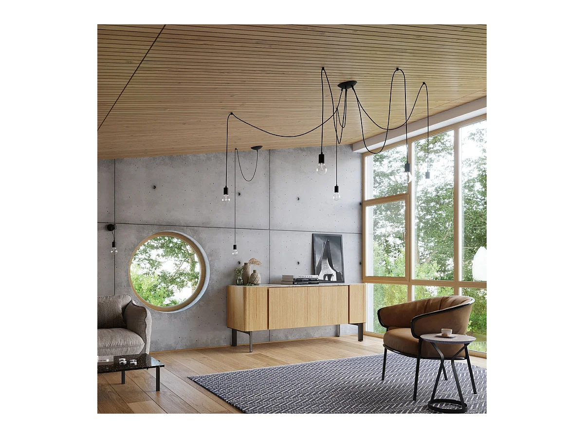 Kroonluchters Speis zolder van  - 7 lichtbronnen 3000K - L.300 x H.150 cm - zwart