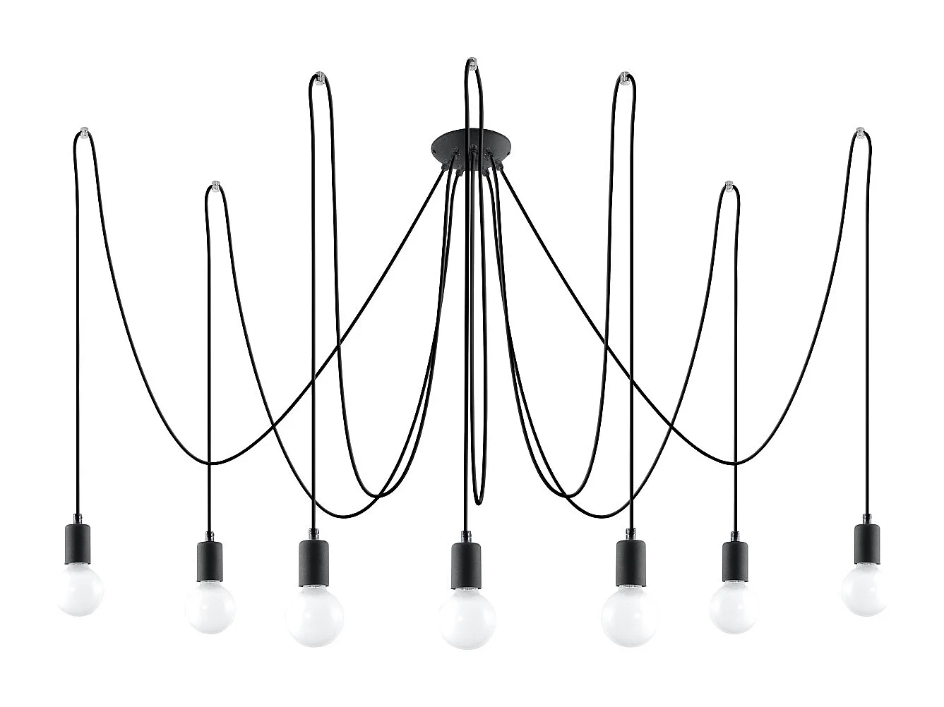 Lustres Speis grenier en tissu/acier - 7 sources lumineuses 3000K - L.300 x H.150 cm - noir