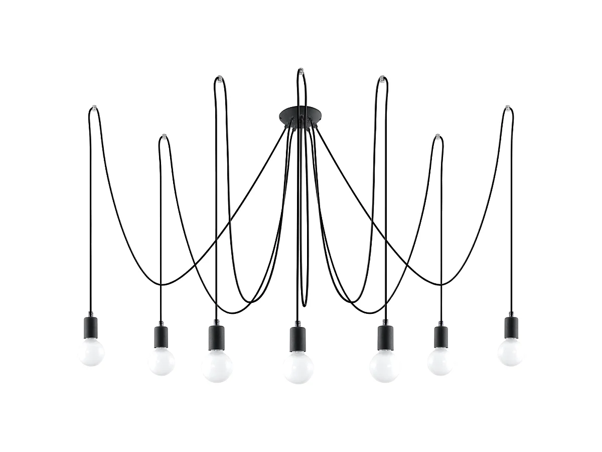 Lustres Speis sótão, tecido/aço - 7 fontes de luz 3000K - L.300 x H.150 cm - preto