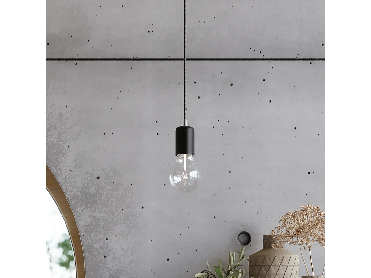 Lustres Speis sótão, tecido/aço - 7 fontes de luz 3000K - L.300 x H.150 cm - preto