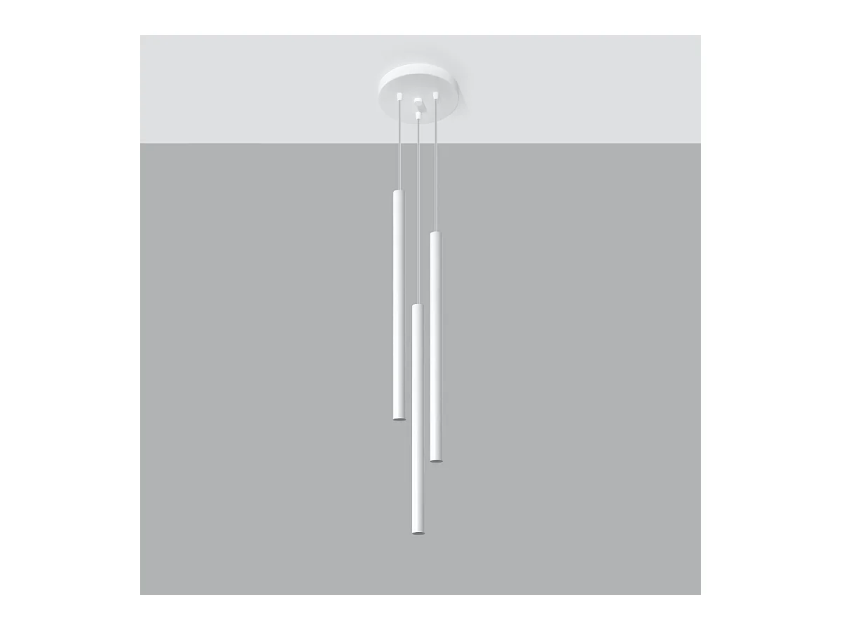 Lampade a sospensione Brill moderno di acciaio - 3 sorgenti luminose 3000K - L.20 x A.90 cm - bianco