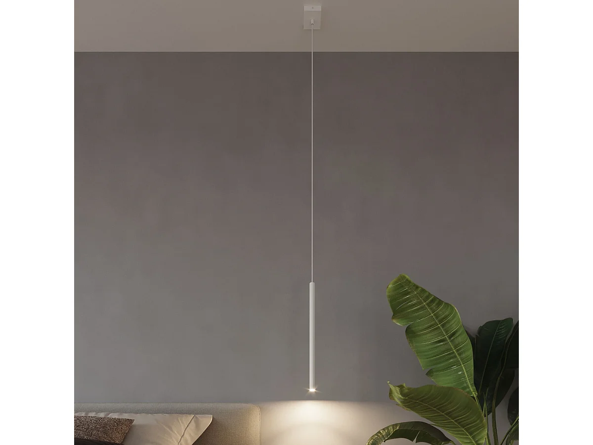 Lampes suspendues Brill moderne en acier - 3 sources lumineuses 3000K - L.20 x H.90 cm - blanc