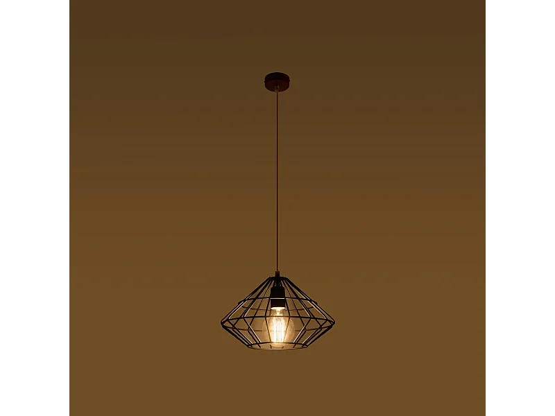 Lampes suspendues Neoteru industriel en acier - 1 sources lumineuses 3000K - L.32 x H.120 cm - noir