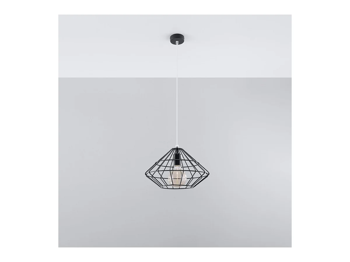 Lampes suspendues Neoteru industriel en acier - 1 sources lumineuses 3000K - L.32 x H.120 cm - noir