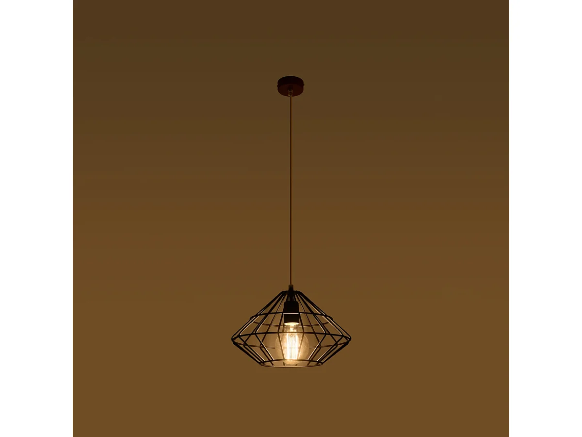 Lampes suspendues Neoteru industriel en acier - 1 sources lumineuses 3000K - L.32 x H.120 cm - noir