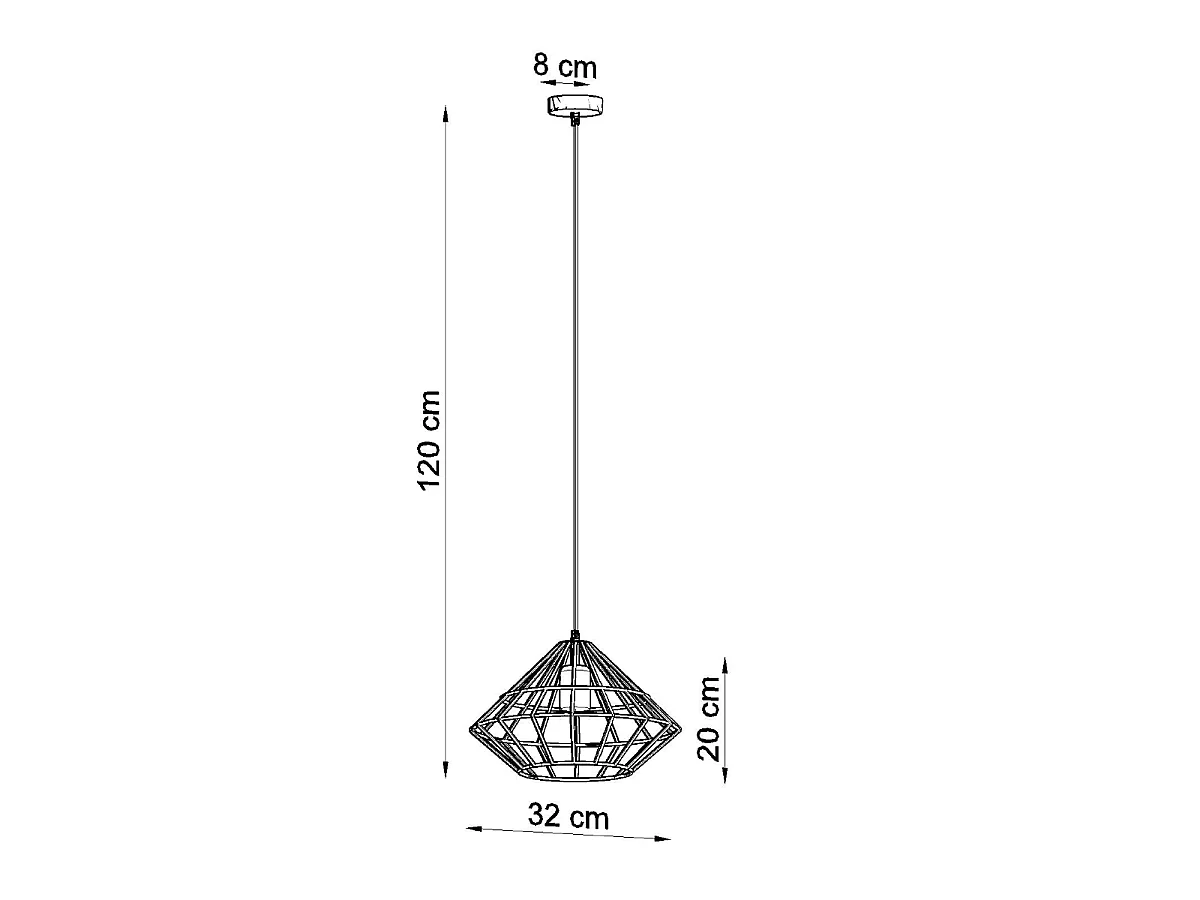 Lampes suspendues Neoteru industriel en acier - 1 sources lumineuses 3000K - L.32 x H.120 cm - noir