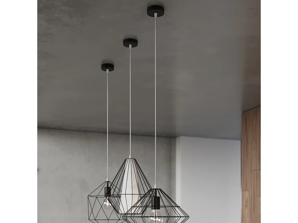 Lampes suspendues Neoteru industriel en acier - 1 sources lumineuses 3000K - L.32 x H.120 cm - noir