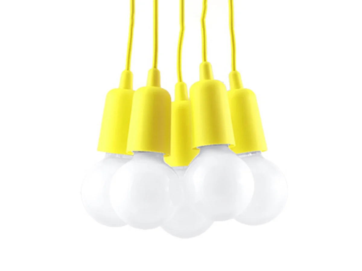 Lampy wiszące nowoczesny Astis, PVC - 5 źródło światła 4000K - L.25 x H.90 cm - żółty
