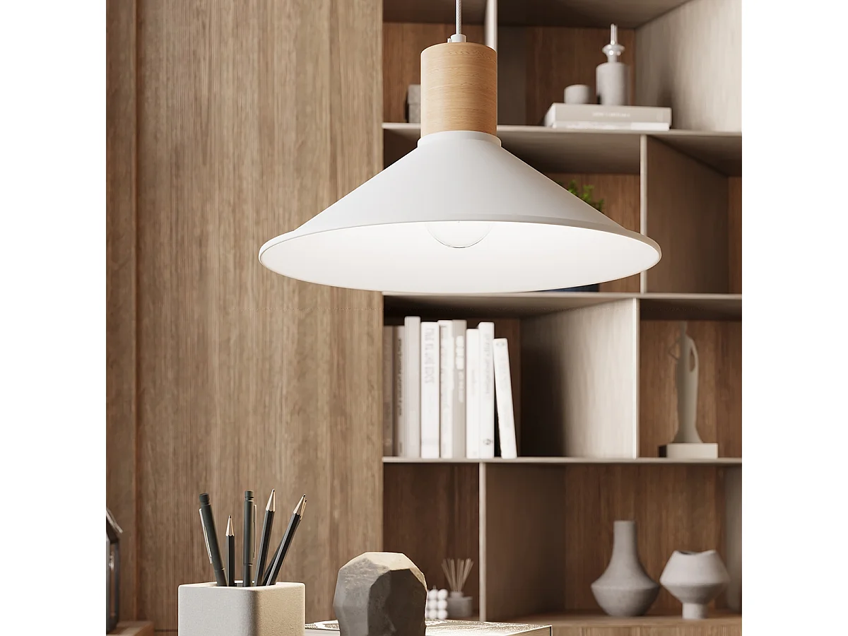 Lampes suspendues Zorra scandinave en acier - 1 sources lumineuses 4000K - L.30 x H.120 cm - blanc