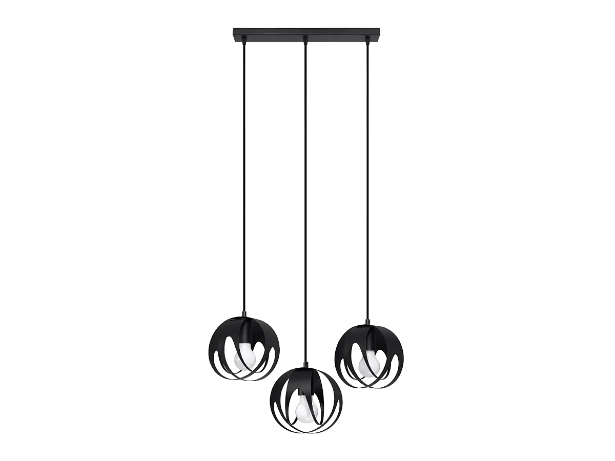 Luminárias pendentes Brive moderno, aço - 3 fontes de luz 3000K - L.50 x H.117 cm - preto