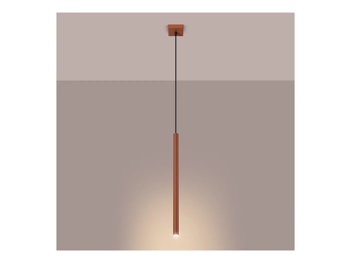 Lampada a sospensione Brill moderno di acciaio - 1 sorgenti luminose 3000K - L.8 x A.114 cm - ocra rossa