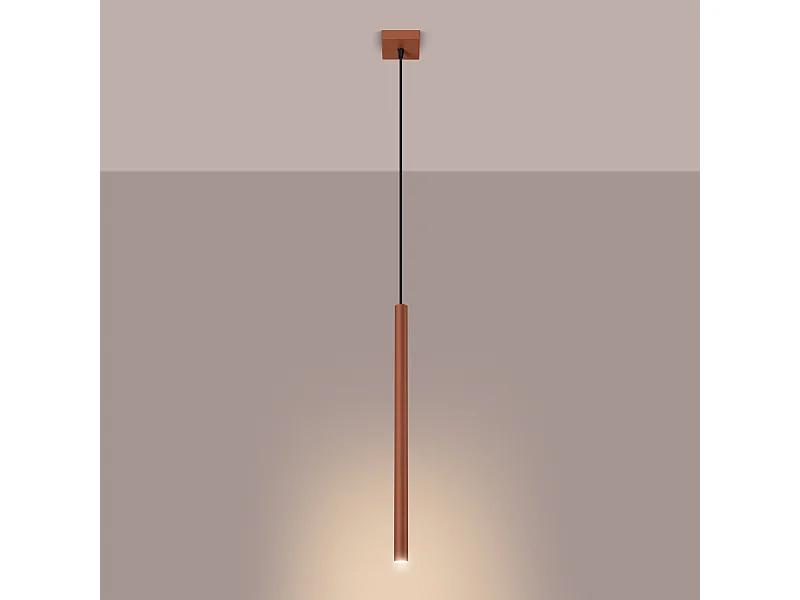 Lampe à suspension Brill moderne en acier - 1 sources lumineuses 3000K - L.8 x H.114 cm - ocre rouge