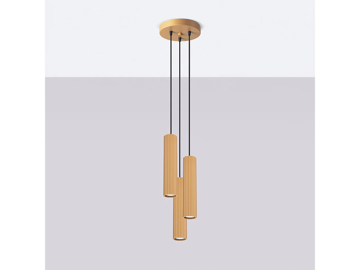 Lampa wisząca minimalistyczny Gloow, aluminium - 3 źródło światła 4000K - L.19.5 x H.108 cm - złoty