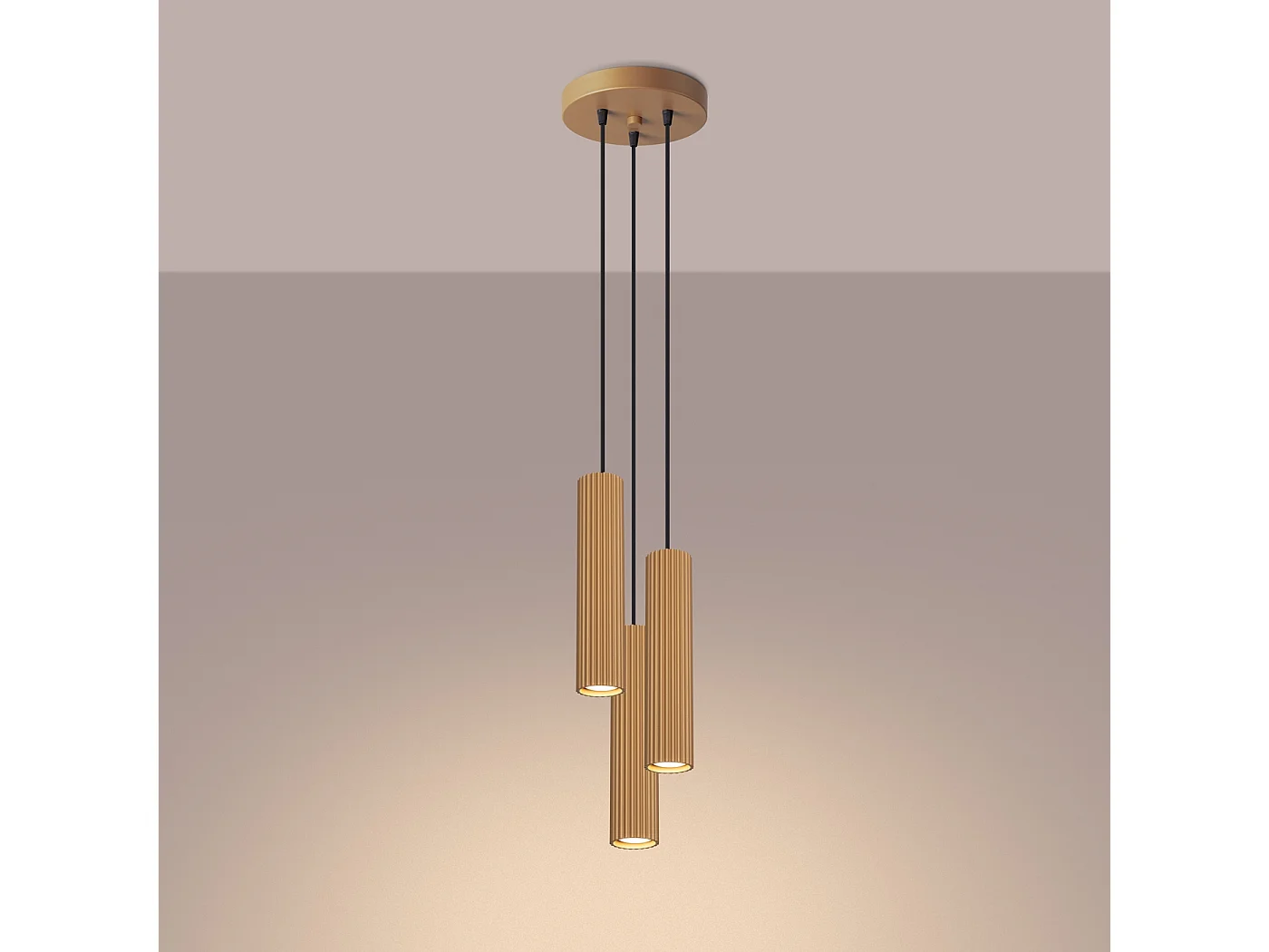 Lampa wisząca minimalistyczny Gloow, aluminium - 3 źródło światła 4000K - L.19.5 x H.108 cm - złoty