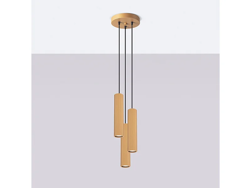 Lampa wisząca minimalistyczny Gloow, aluminium - 3 źródło światła 4000K - L.19.5 x H.108 cm - złoty