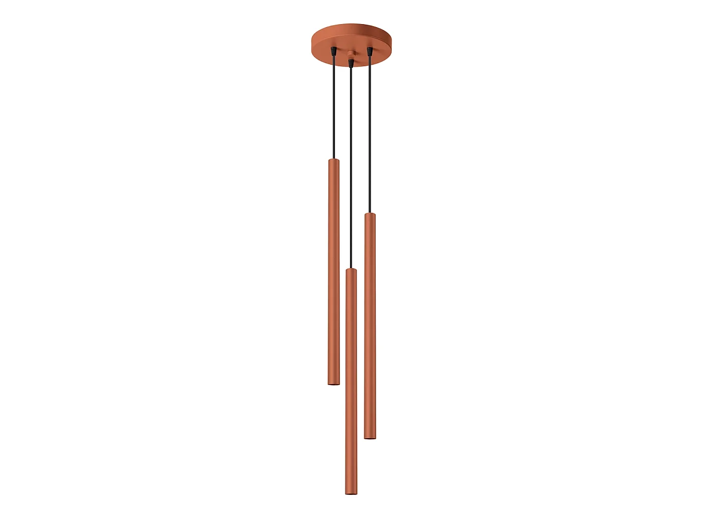 Lampe à suspension Brill moderne en acier - 3 sources lumineuses 3000K - L.19,5 x H.104 cm - ocre rouge