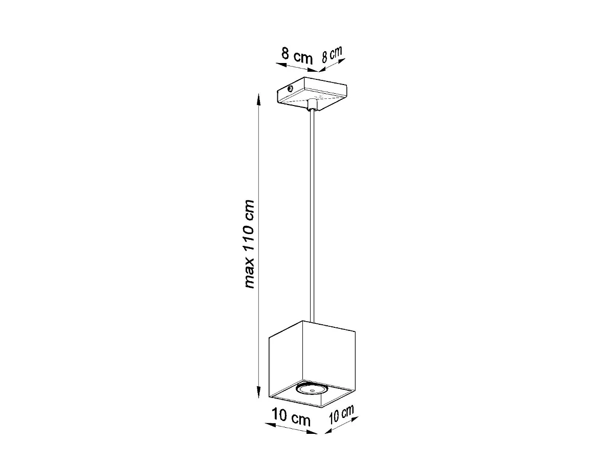 Lampade a sospensione Quadx moderno di alluminio - 1 sorgenti luminose 3000K - L.10 x A.110 cm - bianco