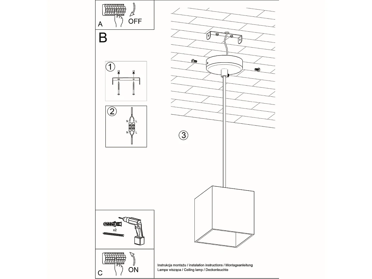 Lampade a sospensione Quadx moderno di alluminio - 1 sorgenti luminose 3000K - L.10 x A.110 cm - bianco