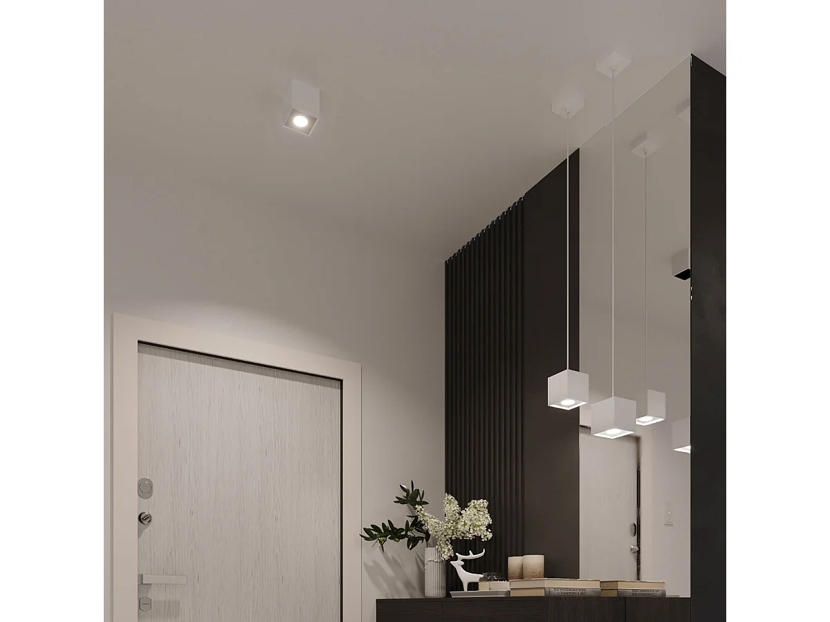 Lampade a sospensione Quadx moderno di alluminio - 1 sorgenti luminose 3000K - L.10 x A.110 cm - bianco