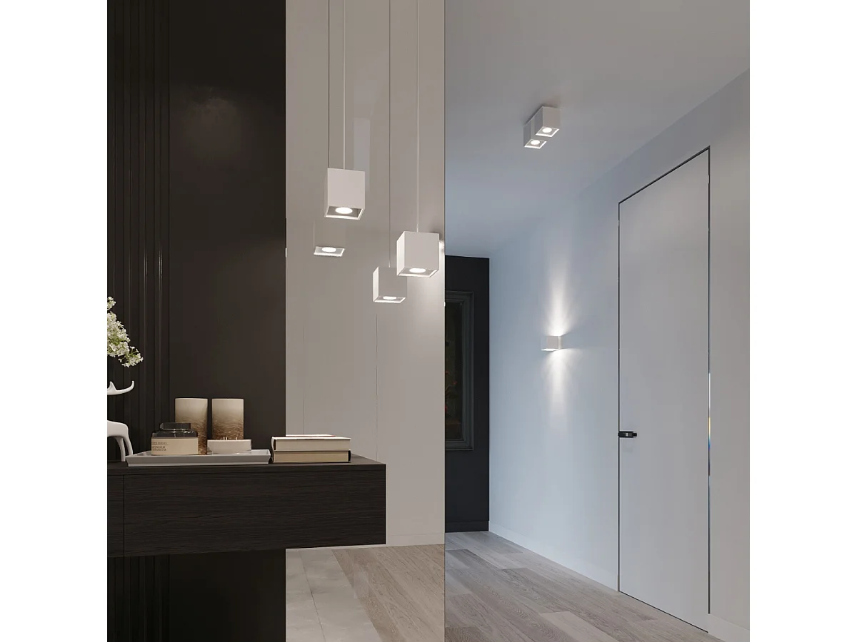 Lampade a sospensione Quadx moderno di alluminio - 1 sorgenti luminose 3000K - L.10 x A.110 cm - bianco