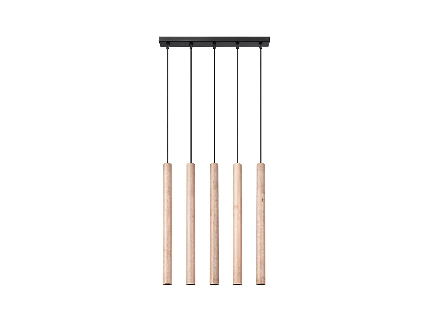 Lampy wiszące nowoczesny Brill, stal/drewno - 5 źródło światła 3000K - L.45 x H.100 cm - drewno