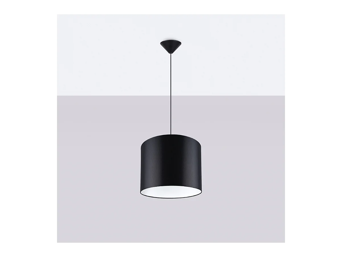 Lampy wiszące minimalistyczny Gloxo, tkanina/PCV - 1 źródło światła 3000K - L.30 x H.88 cm - czarny