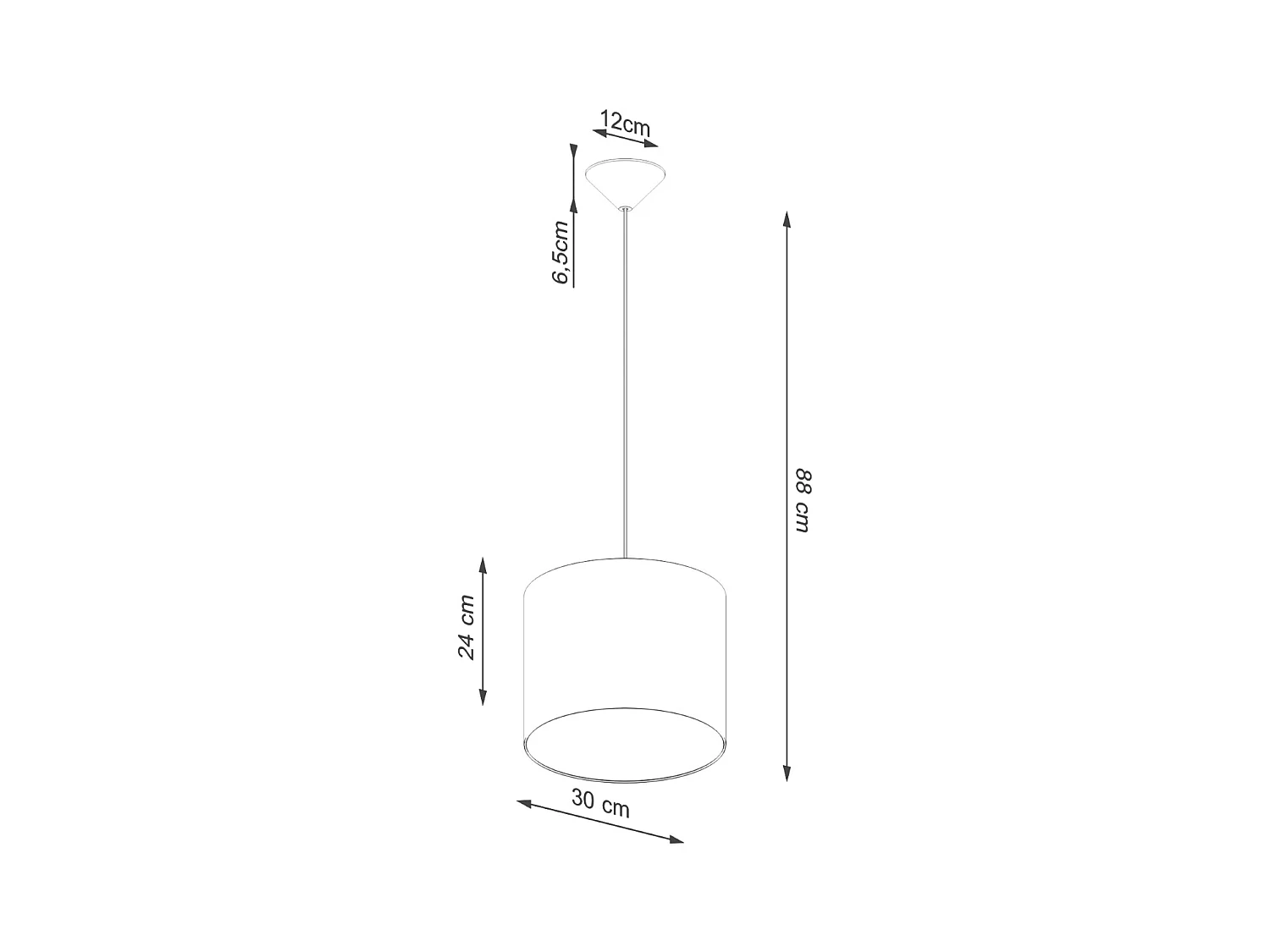 Lampy wiszące minimalistyczny Gloxo, tkanina/PCV - 1 źródło światła 3000K - L.30 x H.88 cm - czarny
