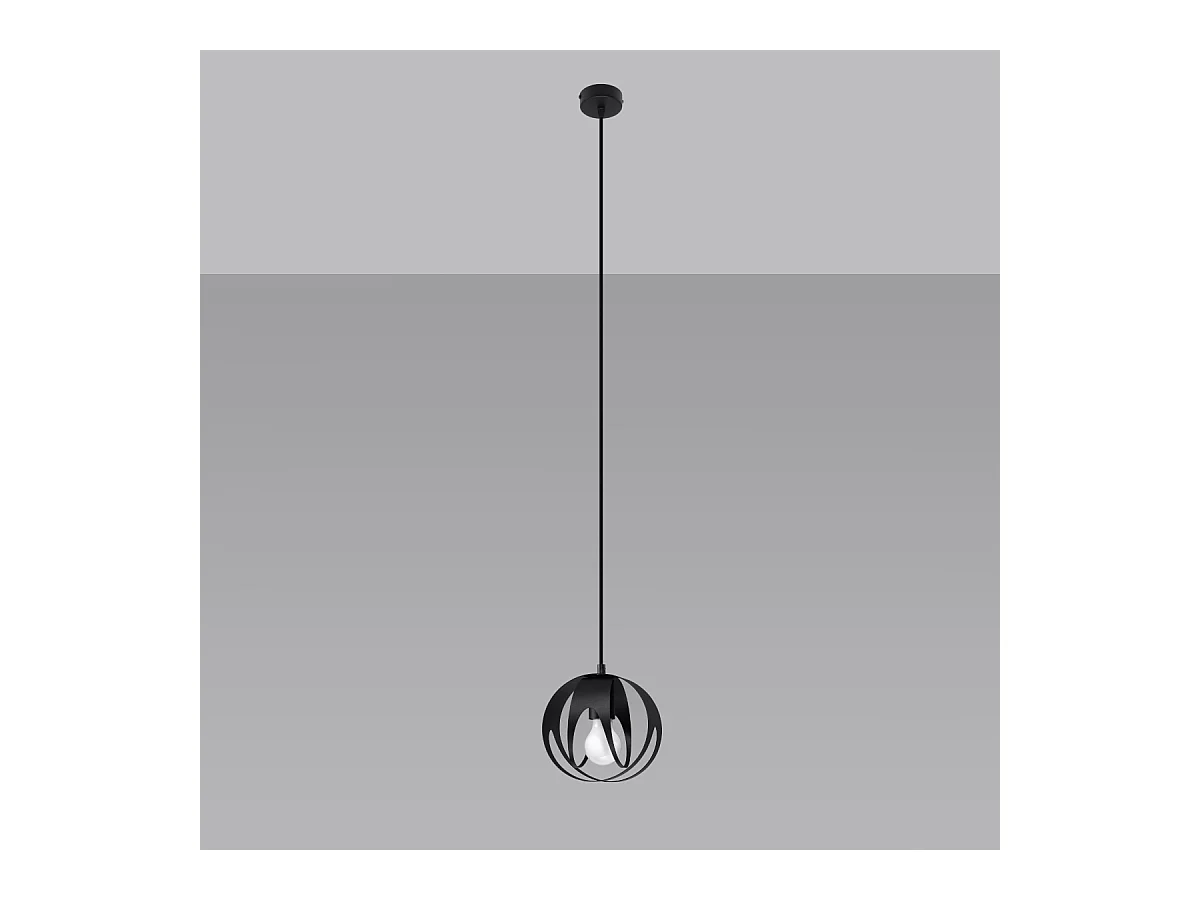 Lampy wiszące nowoczesny Brive, stal - 1 źródło światła 3000K - L.16 x H.125 cm - czarny