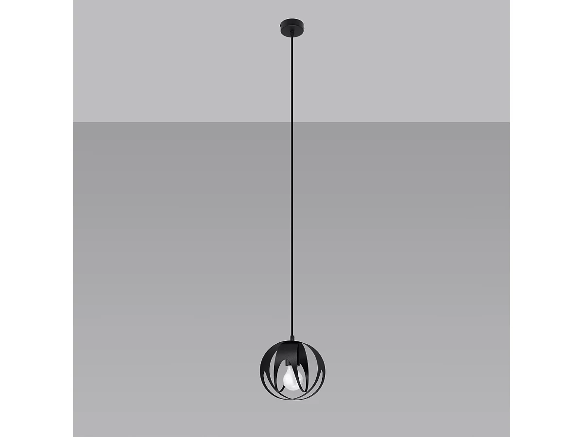 Lampes suspendues Brive moderne en acier - 1 sources lumineuses 3000K - L.16 x H.125 cm - noir