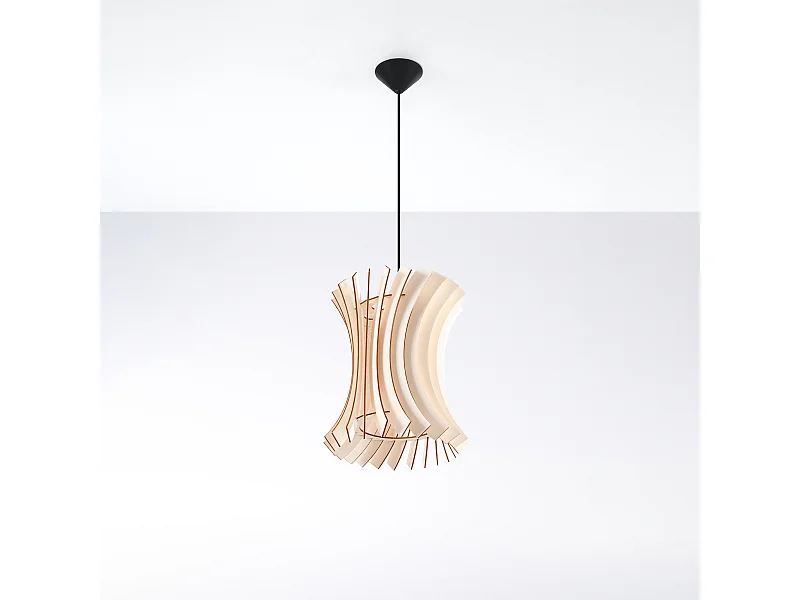 Lampes suspendues Elyandra scandinave en bois - 1 sources lumineuses 4000K - L.30 x H.107 cm - bois naturel