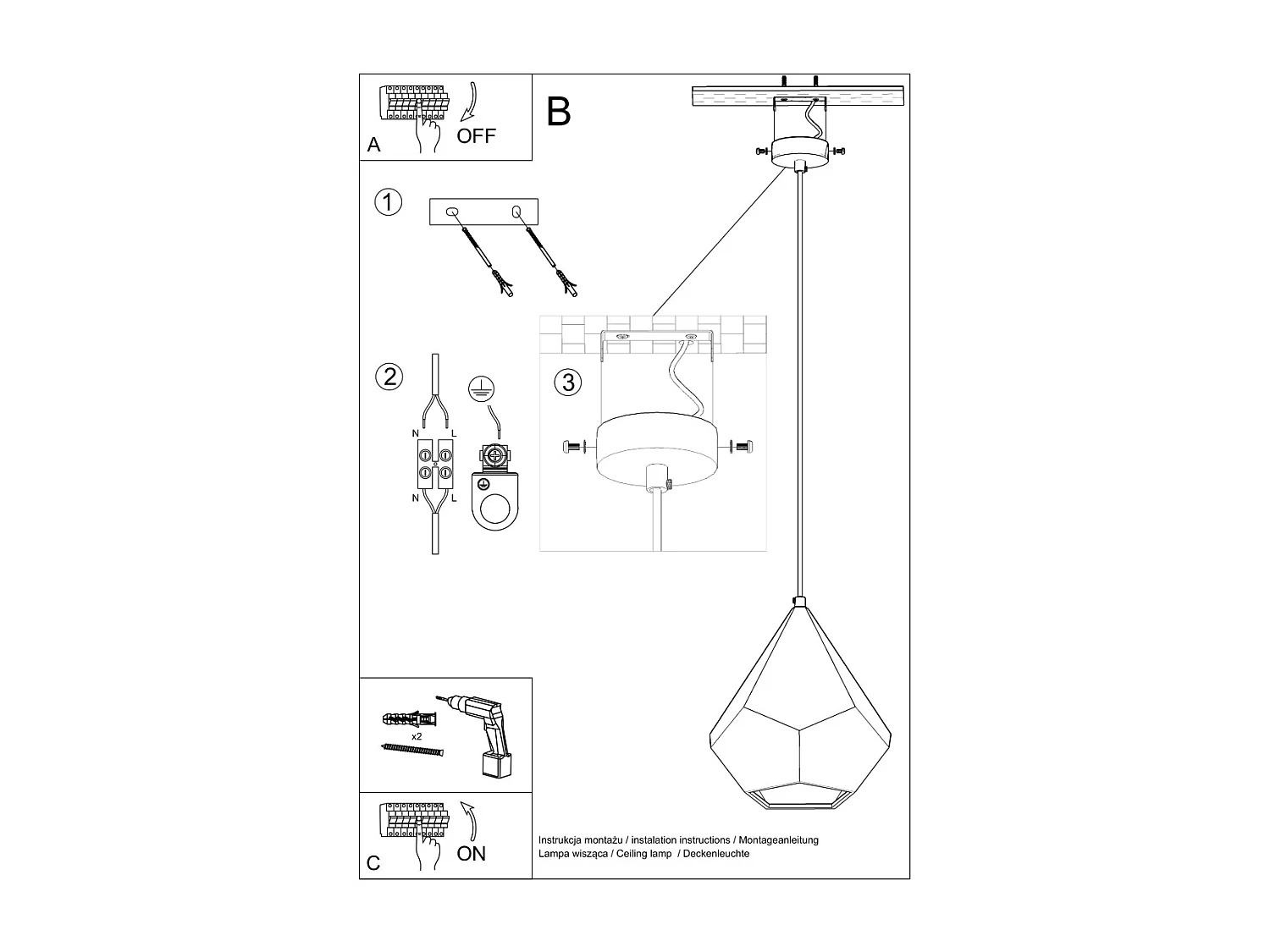 Lampade a sospensione Litch moderno di ceramica - 1 sorgenti luminose 3000K - L.25 x A.135 cm - bianco