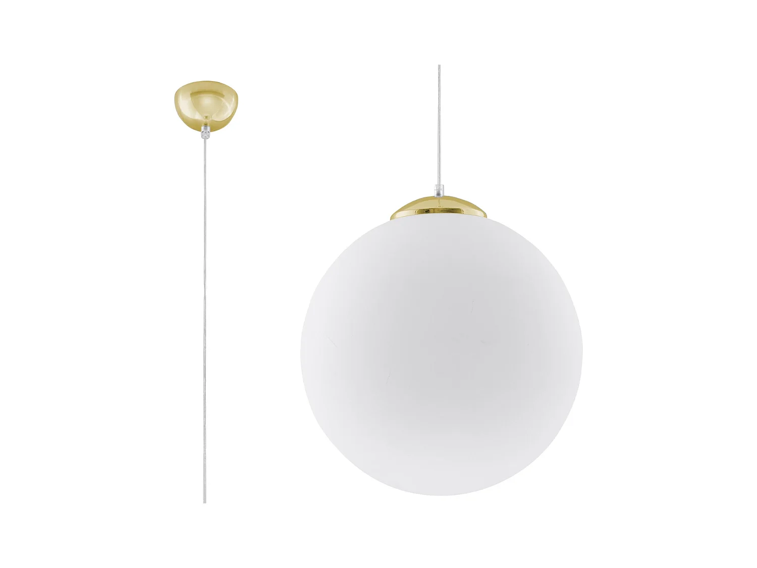 Lampes suspendues Stera minimaliste en acier/verre - 1 sources lumineuses 3000K - L.40 x H.130 cm - or blanc