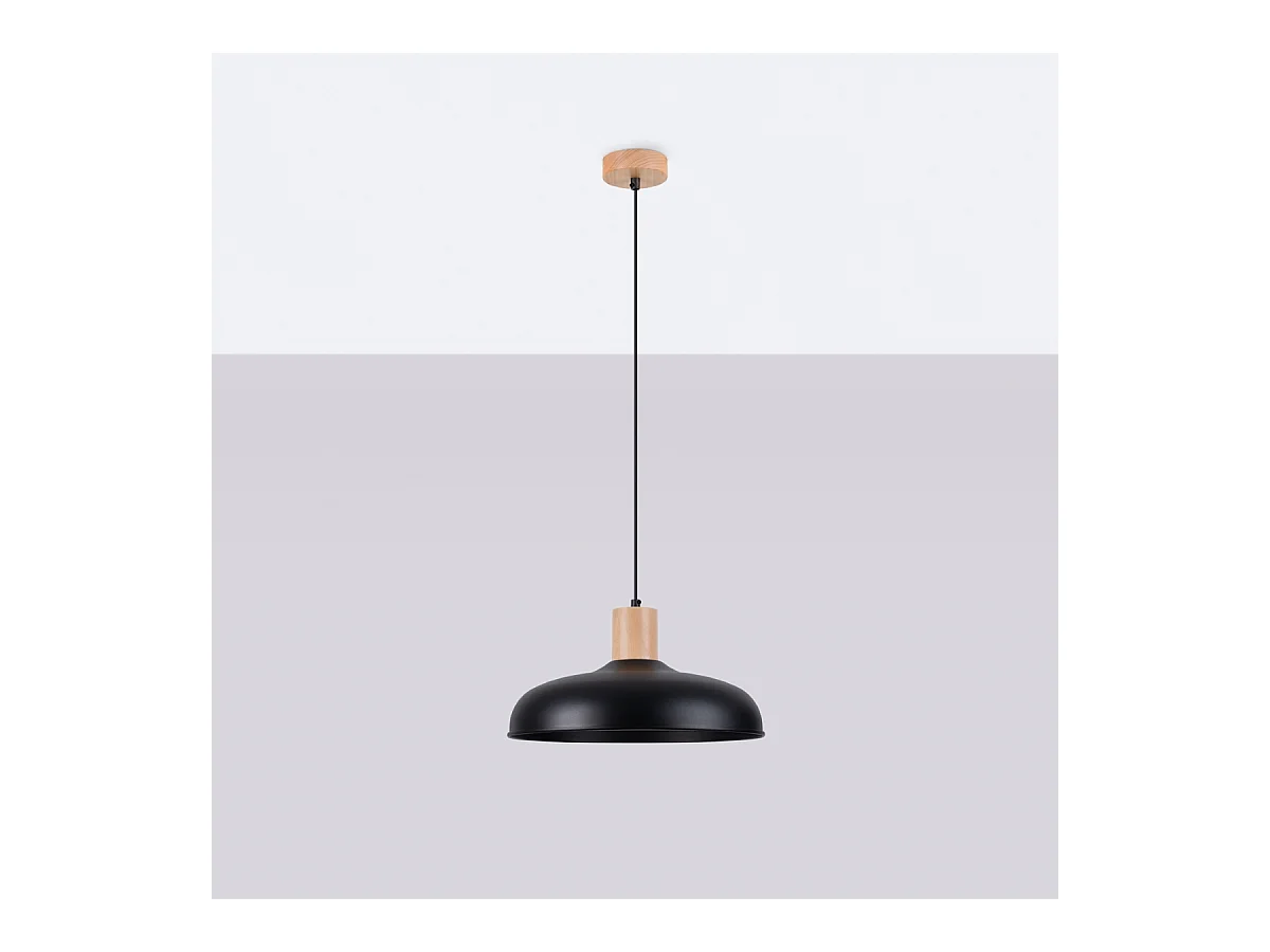 Lampes suspendues Velture scandinave en acier - 1 sources lumineuses 3000K - L.38 x H.120 cm - noir