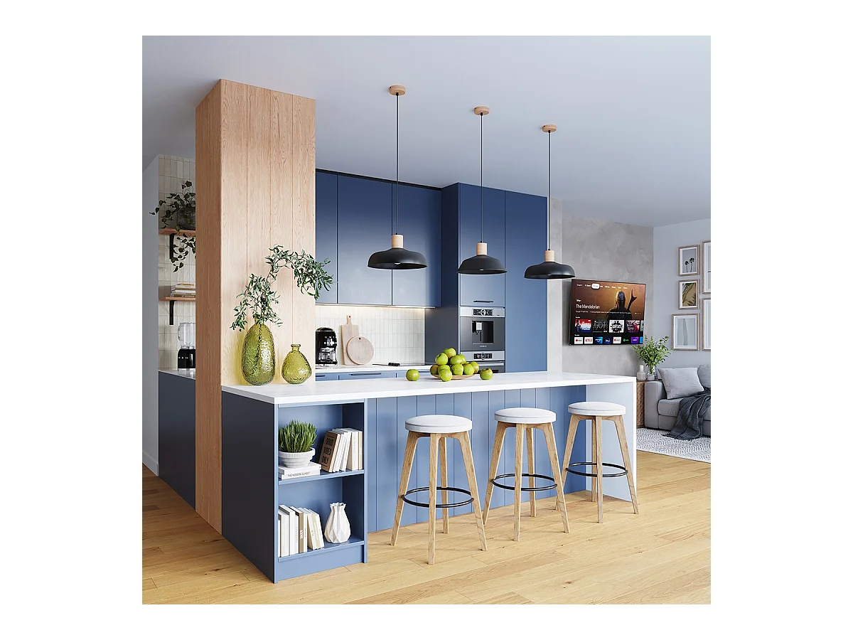 Lampes suspendues Velture scandinave en acier - 1 sources lumineuses 3000K - L.38 x H.120 cm - noir